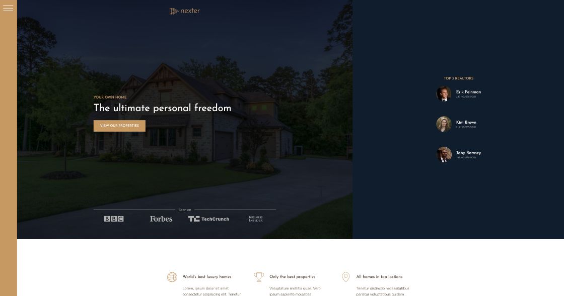 Landing page for real estate broker